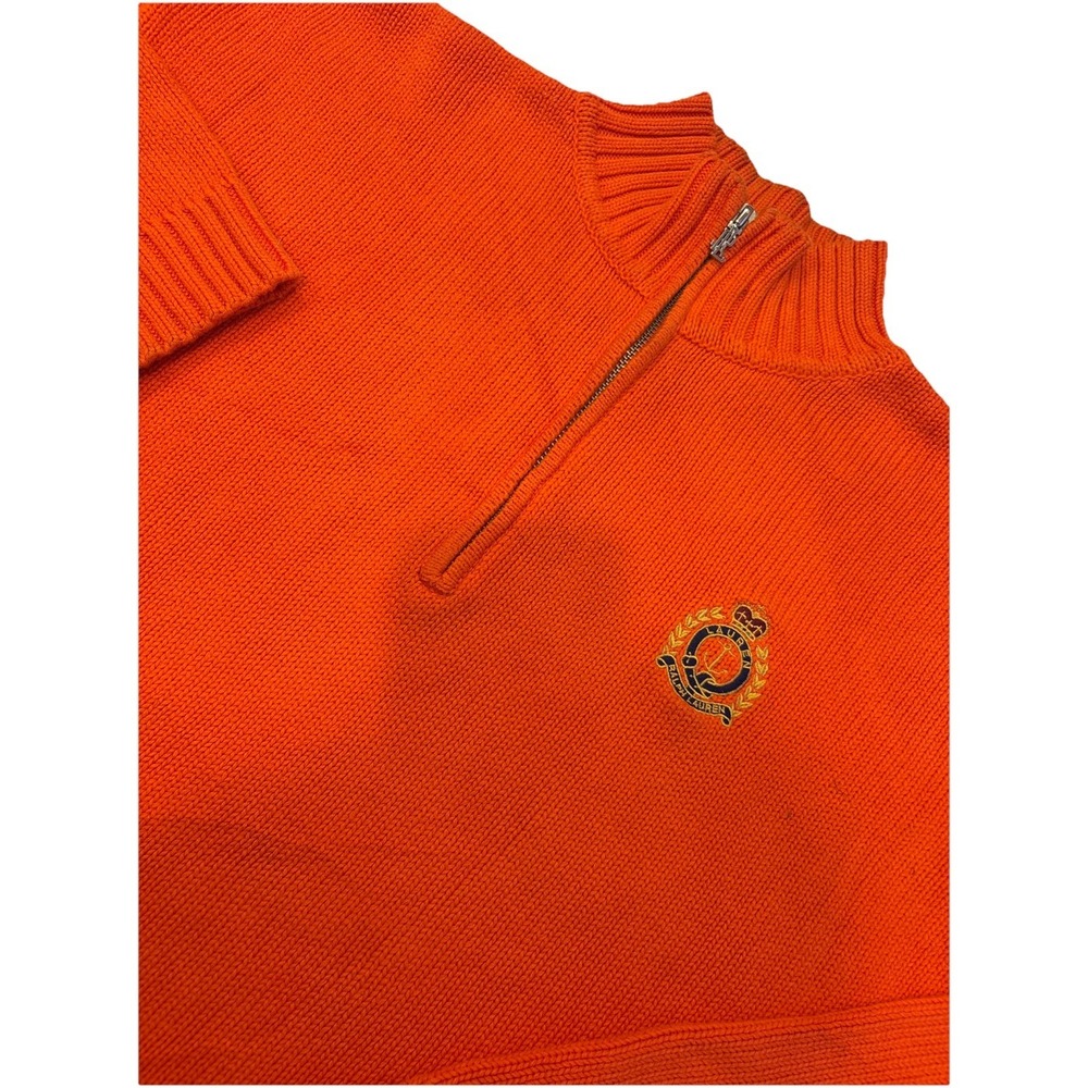 Vintage Lauren Ralph Lauren Sweater Knit 1/4 Zip Pullover Crown Logo Cotton LG.